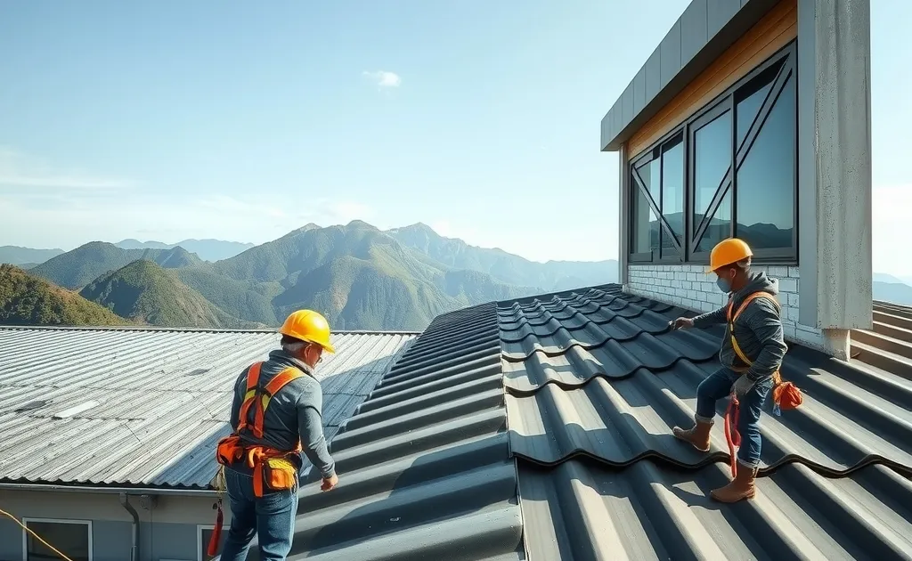 Instalación de cubierta con tejas metálicas trapezoidales sobre estructura de acero en Colombia