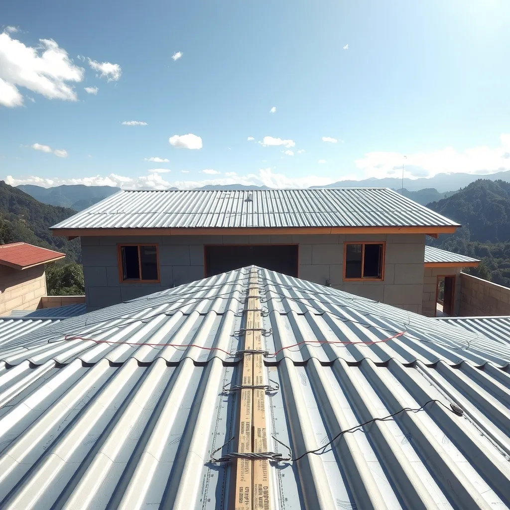 Instalación de cubierta con tejas metálicas sobre estructura de techo en Colombia