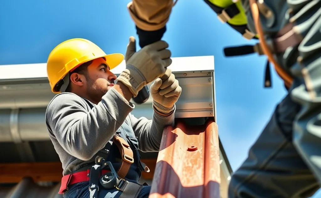 Instalación técnica de traslapo lateral en teja metálica con tornillo fijador y arandela EPDM